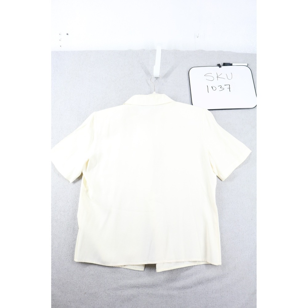 Norton McNaughton Blouse Womens 12 Ivory Embroidered Short Sleeve Vintage Top - Picture 2 of 9